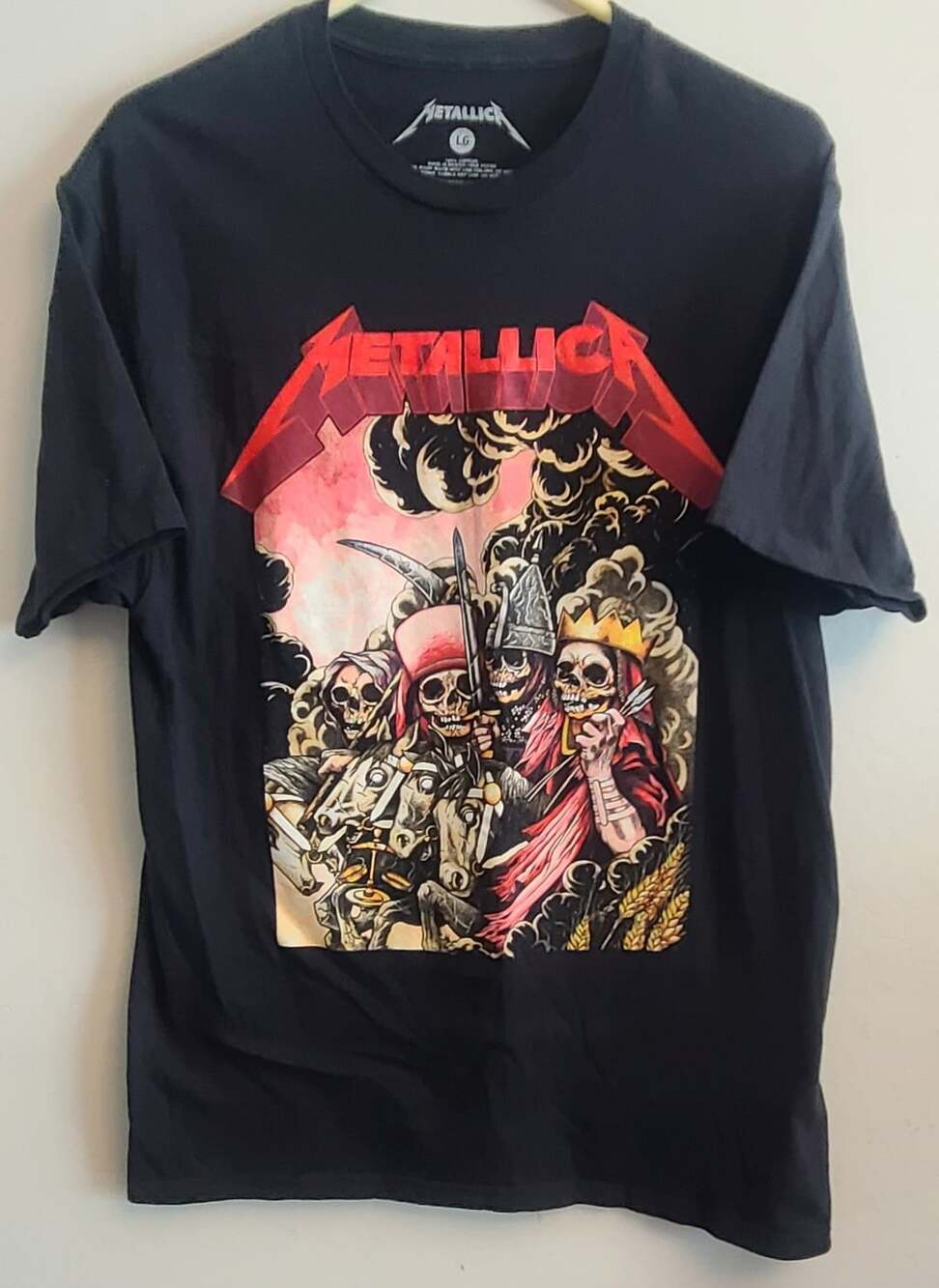 Metallica The Four Horsemen T-Shirt Size Large Black Cotton Band Tee